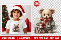 Christmas Watercolor bear clipart png