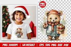 Christmas Watercolor bear clipart png