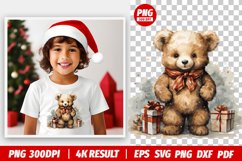 Christmas Watercolor bear clipart png
