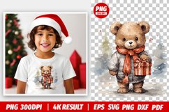 Christmas Watercolor bear clipart png
