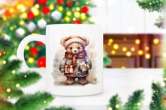 Christmas Watercolor bear Sublimation clipart