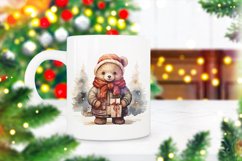 Christmas Watercolor bear Sublimation clipart