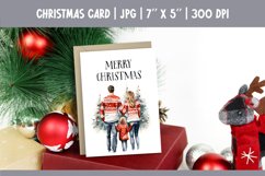 Merry Christmas Card Design Printable | Watercolor Family Product Image 1