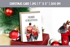 Merry Christmas Card Design Printable | Watercolor Family Product Image 1