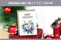 Merry Christmas Card Design Printable | Watercolor Flowers Product Image 1