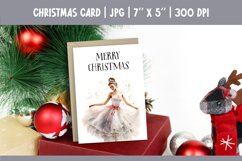 Merry Christmas Card Design Printable | Watercolor Ballerina Product Image 1