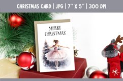 Merry Christmas Card Design Printable | Watercolor Ballerina Product Image 1