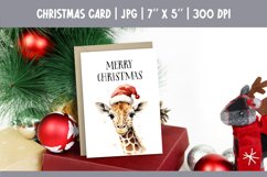 Merry Christmas Card Design Printable | Watercolor Giraffe Product Image 1