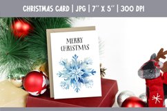 Merry Christmas Card Design Printable | Watercolor Snowflake Product Image 1