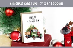 Merry Christmas Card Design Printable | Watercolor Red Truck Product Image 1