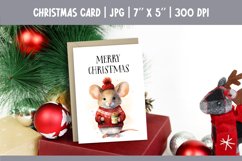 Merry Christmas Card Design Printable | Watercolor Mouse PNG Product Image 1