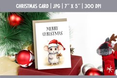 Merry Christmas Card Design Printable | Watercolor Mouse PNG Product Image 1