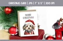 Merry Christmas Card Design Printable | Watercolor Dog PNG Product Image 1