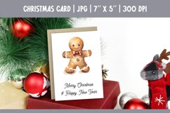 Merry Christmas Card Design Printable Watercolor Gingerbread Product Image 1