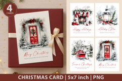 Watercolor christmas card, holiday card printable Product Image 1
