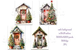 Christmas Backgrounds, 10x14 Watercolor Front Door, Country Product Image 2