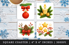 Christmas square coaster sublimation, coasters design Product Image 1