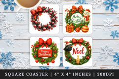 Christmas square coaster sublimation, coasters design Product Image 1