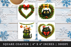 Christmas square coaster sublimation, coasters design Product Image 1