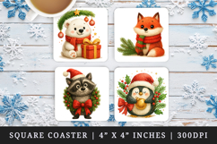 Christmas square coaster sublimation, coasters design Product Image 1