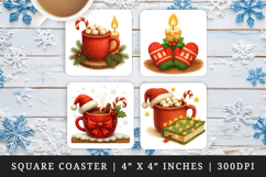Christmas square coaster sublimation, coasters design Product Image 1