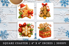 Christmas square coaster sublimation, coasters design Product Image 1