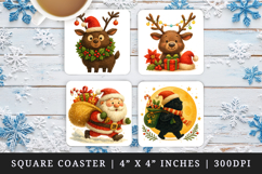 Christmas square coaster sublimation, coasters design Product Image 1