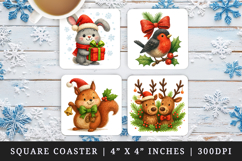 Christmas square coaster sublimation, coasters design Product Image 1