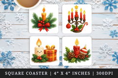 Christmas square coaster sublimation, coasters design Product Image 1
