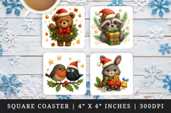 Christmas square coaster sublimation, coasters design Product Image 1