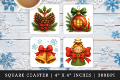 Christmas square coaster sublimation, coasters design Product Image 1