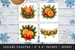 Christmas square coaster sublimation, coasters design Product Image 1