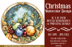 Christmas Wind Spinner, Watercolor Holiday Round Image, r5 Product Image 1