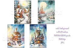 Christmas Backgrounds, 10x14 Watercolor Fantasy Backgrounds Product Image 2