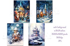 Christmas Backgrounds, 10x14 Watercolor Fantasy Backgrounds Product Image 2