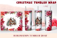 Christmas Watercolor Flowers haus Sublimation Tumbler Wrap Product Image 1