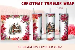 Christmas Watercolor Flowers haus Sublimation Tumbler Wrap Product Image 1