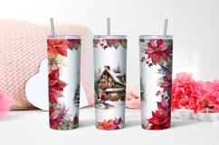 Christmas Watercolor Flowers haus Sublimation Tumbler Wrap Product Image 2