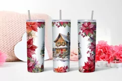Christmas Watercolor Flowers haus Sublimation Tumbler Wrap Product Image 2