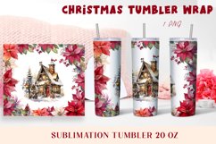 Christmas Watercolor Flowers haus Sublimation Tumbler Wrap Product Image 1