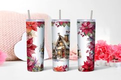 Christmas Watercolor Flowers haus Sublimation Tumbler Wrap Product Image 2