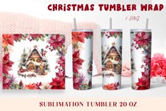 Christmas Watercolor Flowers haus Sublimation Tumbler Wrap Product Image 1