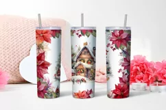 Christmas Watercolor Flowers haus Sublimation Tumbler Wrap Product Image 2