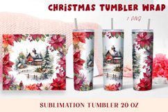 Christmas Watercolor Flowers haus Sublimation Tumbler Wrap Product Image 1