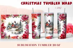 Christmas Watercolor Flowers haus Sublimation Tumbler Wrap Product Image 1