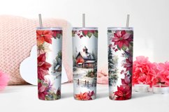 Christmas Watercolor Flowers haus Sublimation Tumbler Wrap Product Image 2