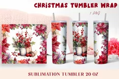 Christmas Watercolor Flowers Sublimation Tumbler Product Image 1