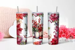 Christmas Watercolor Flowers Sublimation Tumbler Product Image 2
