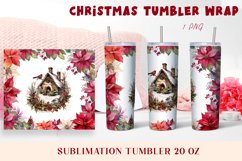 Christmas Watercolor Flowers Sublimation Tumbler Wrap Product Image 1