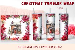 Christmas Watercolor Flowers haus Sublimation Tumbler Wrap Product Image 1